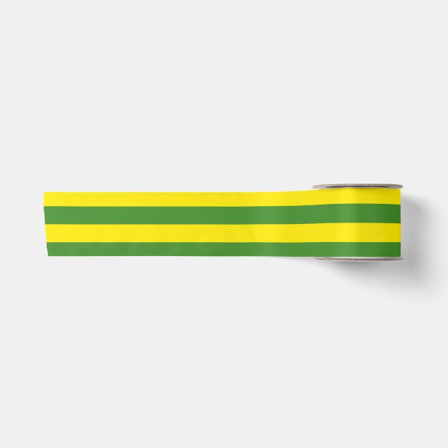 Yellow and Green Stripes Satin Ribbon (Front)