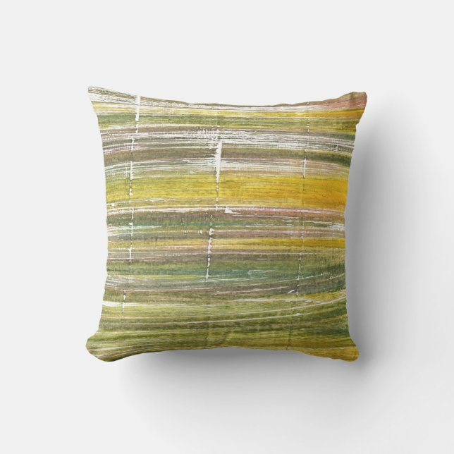 Yellow and green stripes throw pillow (Front)