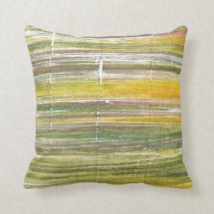 Yellow and green stripes throw pillow