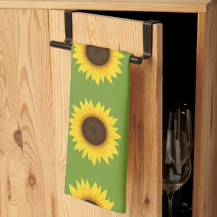 Yellow And Green Sunflower Floral Summer Pattern Kitchen Towel