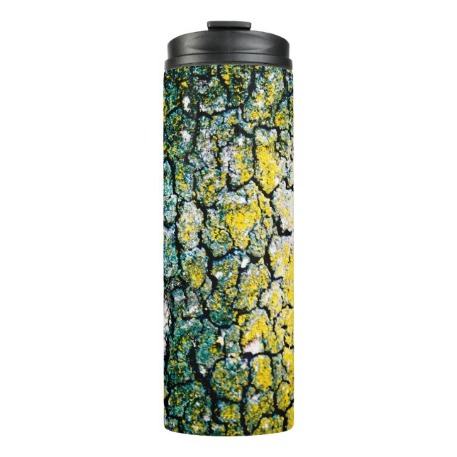 Yellow and Green Tree Bark Thermal Tumbler (Front)
