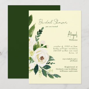 Yellow and Green White Floral Bridal Shower Invitation