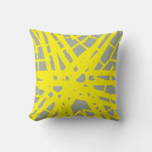 Yellow and Grey abstract pattern pillow