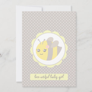 Yellow and Grey Baby Bee Invitation