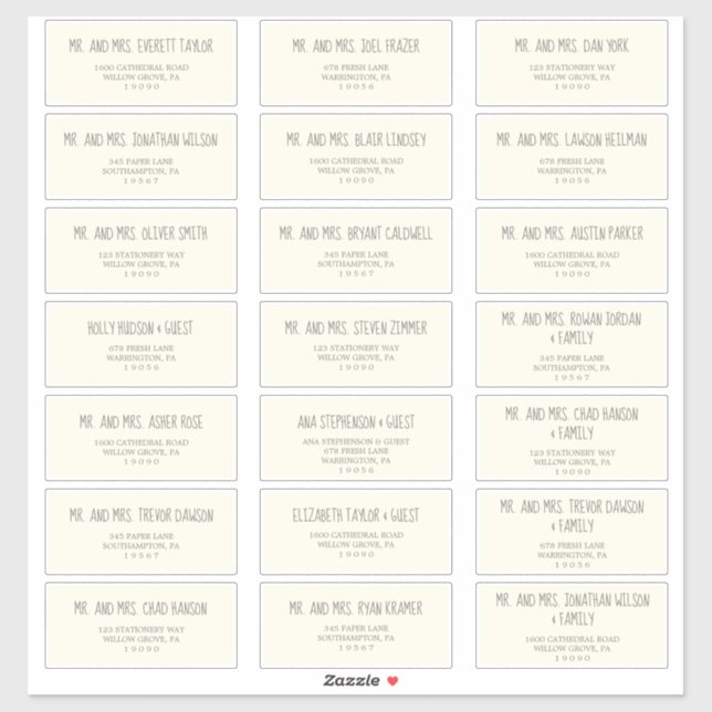 Yellow and Grey Baby Shower Guest Address Labels (Sheet)