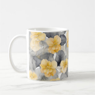 Yellow And Grey Begonia Flower Art Coffee Mug