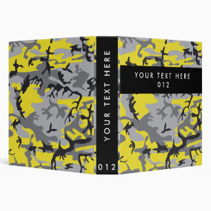 Yellow and Grey Camo, Camouflage, Military, Army Binder