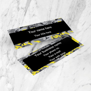 Yellow and Grey Camo, Camouflage, Military, Army Mini Business Card