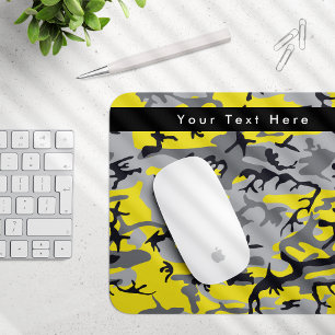Yellow and Grey Camo, Camouflage, Military, Army Mouse Pad