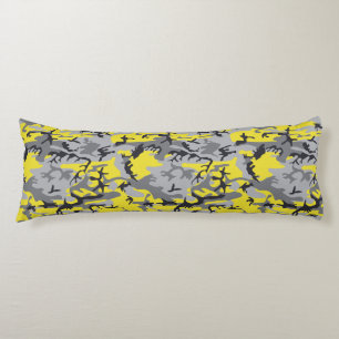 Yellow and Grey Camouflage, Military, Army Body Pillow