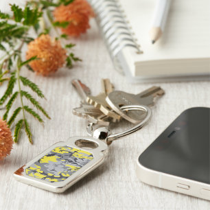 Yellow and Grey Camouflage, Military, Army Keychain