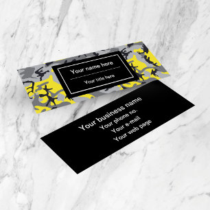 Yellow and Grey Camouflage, Military, Army Mini Business Card