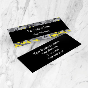 Yellow and Grey Camouflage, Military, Army Mini Business Card