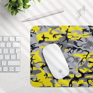 Yellow and Grey Camouflage, Military, Army Mouse Pad