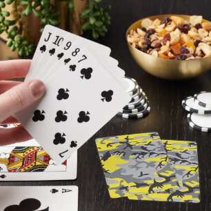 Yellow and Grey Camouflage, Military, Army Playing Cards