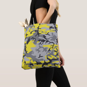 Yellow and Grey Camouflage, Military, Army Tote Bag