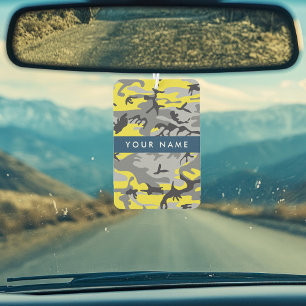 Yellow and Grey Camouflage Your name Personalize Air Freshener