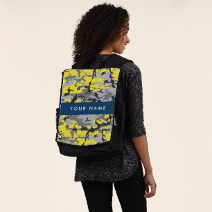 Yellow and Grey Camouflage Your name Personalize Backpack