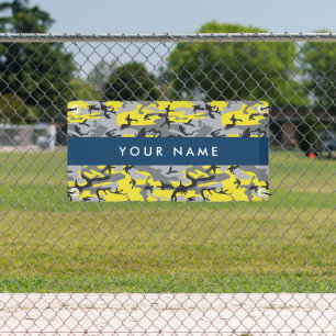 Yellow and Grey Camouflage Your name Personalize Banner