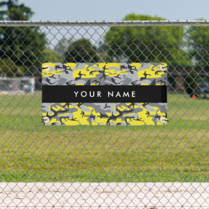 Yellow and Grey Camouflage Your name Personalize Banner