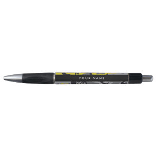Yellow and Grey Camouflage Your name Personalize Pen