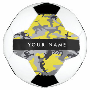 Yellow and Grey Camouflage Your name Personalize Soccer Ball