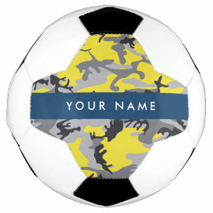 Yellow and Grey Camouflage Your name Personalize Soccer Ball