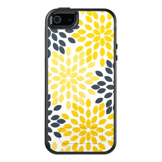 Yellow and Grey Charcoal Modern Floral OtterBox iPhone 5/5s/SE Case