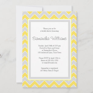 Yellow and Grey Chevron Bridal Shower Invitation