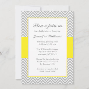 Yellow and Grey Chevron Bridal Shower Invitation