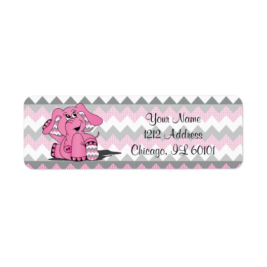 Yellow and Grey Chevron Elephant | Shower Theme Return Address Label