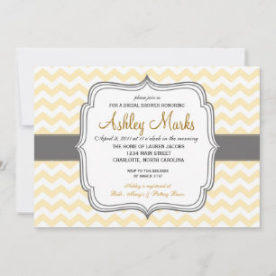 Yellow and grey Chevron Invitation