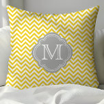 Yellow and Grey Chevron Monogrammed Throw Pillow<br><div class="desc">Personalize your space with this stylish throw pillow featuring a vibrant yellow and grey chevron pattern and a customizable monogram. The bold design and contrasting colours add a modern touch to any room, making it perfect for contemporary and chic decor themes. Ideal for living rooms, bedrooms, or as a unique...</div>