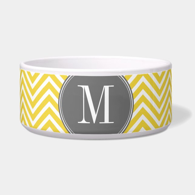 Yellow and Grey Chevron Pattern Custom Monogram (Front)