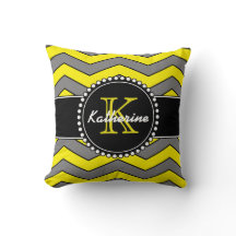 Yellow and Grey Chevron, Personalized, Monogrammed