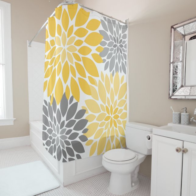 Yellow and Grey Chrysanthemums Floral Pattern (In Situ)
