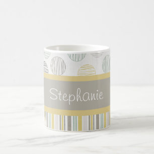 Yellow and Grey Circles Personalized Coffee Mug