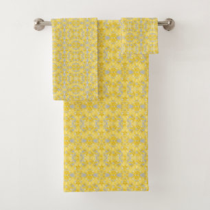 Yellow and Grey Colour Splash Bath Towel Set