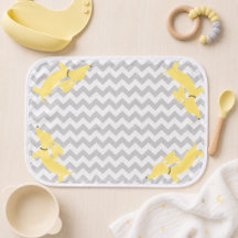 Yellow and Grey Dachshund Newborn Burp Cloth