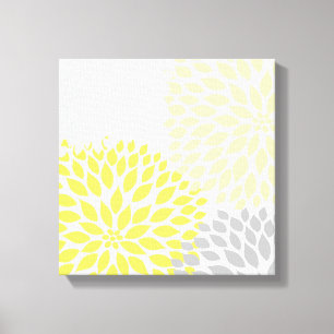 Yellow and Grey Dahlia Square Wall Art