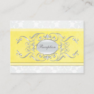 Yellow and Grey Damask Enclosure Card