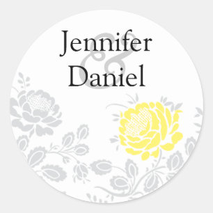 Yellow and Grey Damask Envelope Seal