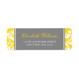 Yellow and Grey Damask Swirls