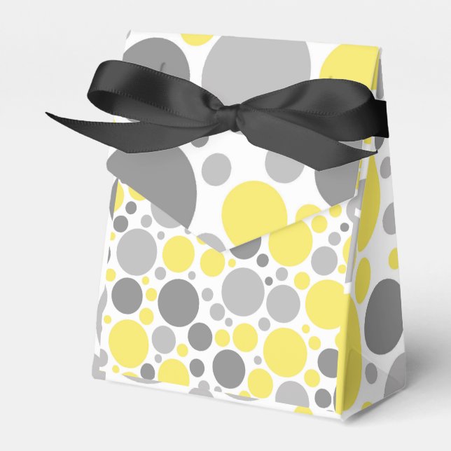 Yellow And Grey Dots Favor Box (Front Side)