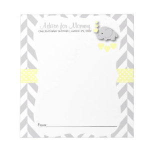 Yellow and Grey Elephant Baby Shower 2 - Advice Notepad