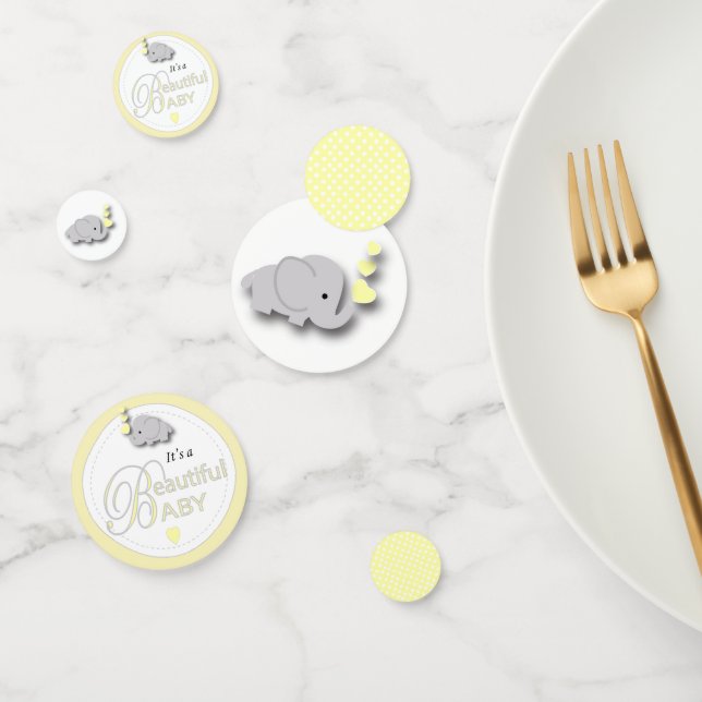 Yellow and Grey Elephant | Baby Shower Confetti (Group)