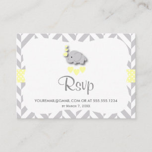 Yellow and Grey Elephant Baby Shower - RSVP Enclosure Card