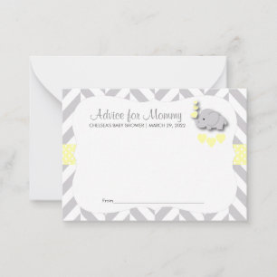 Yellow and Grey Elephant Baby Shower  SM - Advice Card