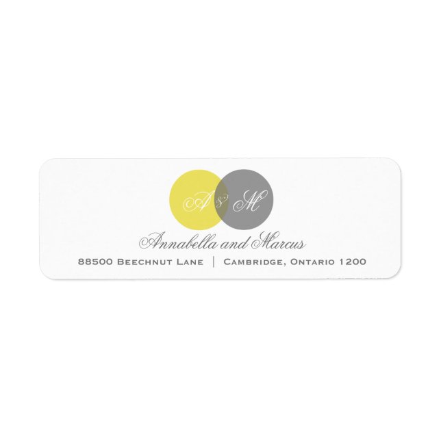 Yellow and Grey Entwined Monograms Address Label (Front)