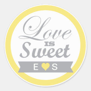 Yellow and Grey Favour Stickers